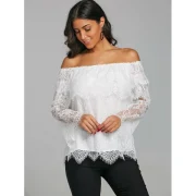 Tiered Off The Shoulder Bell Sleeve Blouse - White Fansmadedirect