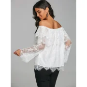 Tiered Off The Shoulder Bell Sleeve Blouse - White Fansmadedirect