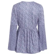 Tiny Floral Print Tie Collar Peplum T-shirt - ulti-b Fansmadedirect