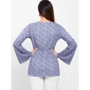 Tiny Floral Print Tie Collar Peplum T-shirt - ulti-b Fansmadedirect