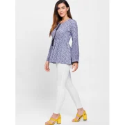 Tiny Floral Print Tie Collar Peplum T-shirt - ulti-b Fansmadedirect