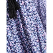 Tiny Floral Print Tie Collar Peplum T-shirt - ulti-b Fansmadedirect