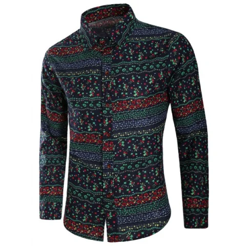 Tiny Flowers Print Long Sleeves Shirt - Fansmadedirect