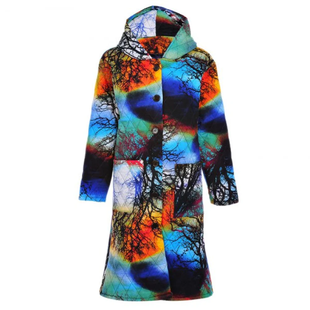 Trendy Hooded Long Sleeve Printed Pocket Women Winter Coat - Fansmadedirect
