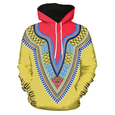 Tribal 3D Print Pullover Hoodie - Yellow Fansmadedirect