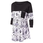 Tribal Geometric Print Front Pocket T-shirt - Black Fansmadedirect