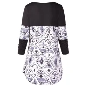 Tribal Geometric Print Front Pocket T-shirt - Black Fansmadedirect