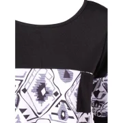 Tribal Geometric Print Front Pocket T-shirt - Black Fansmadedirect