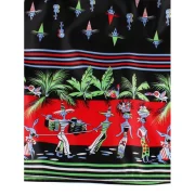 Tribe Print Striped Panel A Line Dress - Black Fansmadedirect