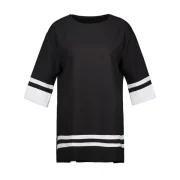 triped Cuff Mini hift Dress - Black Fansmadedirect