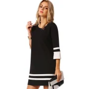 triped Cuff Mini hift Dress - Black Fansmadedirect
