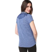 triped T-shirt with Knotted on Hemline - Royal Blue Fansmadedirect