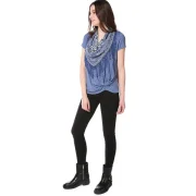 triped T-shirt with Knotted on Hemline - Royal Blue Fansmadedirect