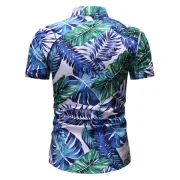 Tropical Leaf Print Button Up Short Sleeve Shirt - Fansmadedirect