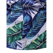 Tropical Leaf Print Button Up Short Sleeve Shirt - Fansmadedirect