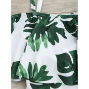 Tropical Off houlder Flounce Print wimsuit - White And Green Fansmadedirect