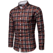 Turn Down Collar Checkered Print Long Sleeves Shirt - Fansmadedirect