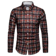 Turn Down Collar Checkered Print Long Sleeves Shirt - Fansmadedirect