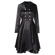 Turn Down Collar Double Breasted Dress - Black Fansmadedirect