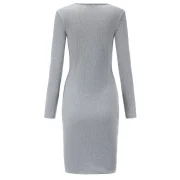 Twist Front Knitted Dress - Light Gray Fansmadedirect
