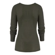Twist V Neck Long Sleeve T Shirt - Army Green Fansmadedirect