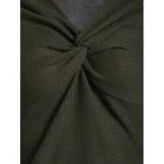 Twist V Neck Long Sleeve T Shirt - Army Green Fansmadedirect