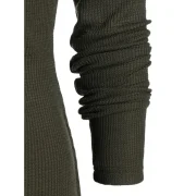 Twist V Neck Long Sleeve T Shirt - Army Green Fansmadedirect