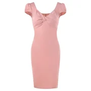 Twisted Chest Summer Plain Dress - Pink Fansmadedirect