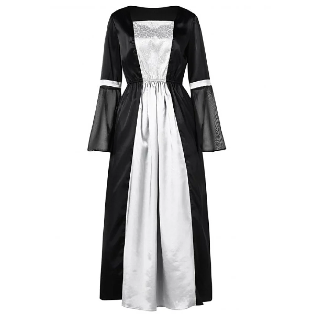 Two Tone Long Sleeve Halloween Party Dress - Black Fansmadedirect
