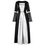 Two Tone Long Sleeve Halloween Party Dress - Black Fansmadedirect