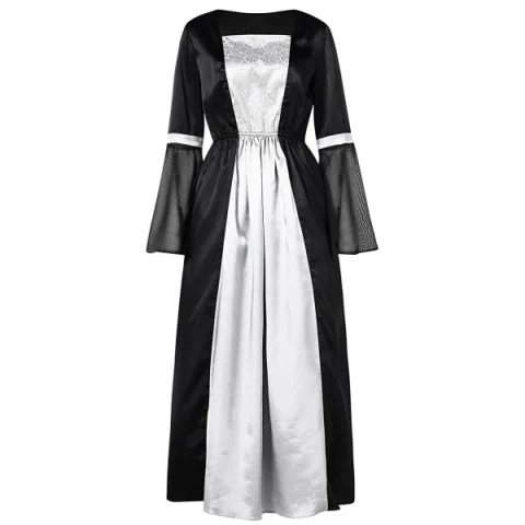Two Tone Long Sleeve Halloween Party Dress - Black Fansmadedirect