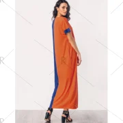 Two Tone Middle East Casual Maxi Dress - Orange Blue Fansmadedirect