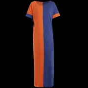Two Tone Middle East Casual Maxi Dress - Orange Blue Fansmadedirect