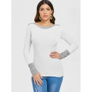 Two Tone ong Sleeve Top - White Fansmadedirect