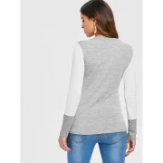 Two Tone ong Sleeve Top - White Fansmadedirect