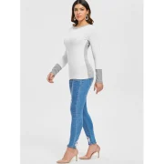 Two Tone ong Sleeve Top - White Fansmadedirect