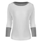 Two Tone ong Sleeve Top - White Fansmadedirect