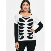 Two Tones Long Sleeve Tearing T-shirt - White Fansmadedirect