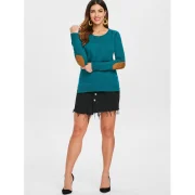 tylish Back Buttoned Elbow pliced Pullover weater For Women - Green Fansmadedirect