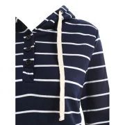 tylish Hooded Long leeve Drawstring triped Women's Hoodie - Cadetblue Fansmadedirect