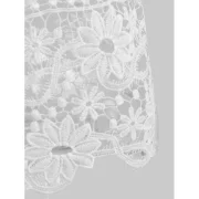 tylish Round Neck Long leeve pliced Hollow Out Women's Blouse - White Fansmadedirect