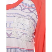 tylish Round Neck Long leeve Printed Pocket Design Women's T-hirt - Pink Fansmadedirect