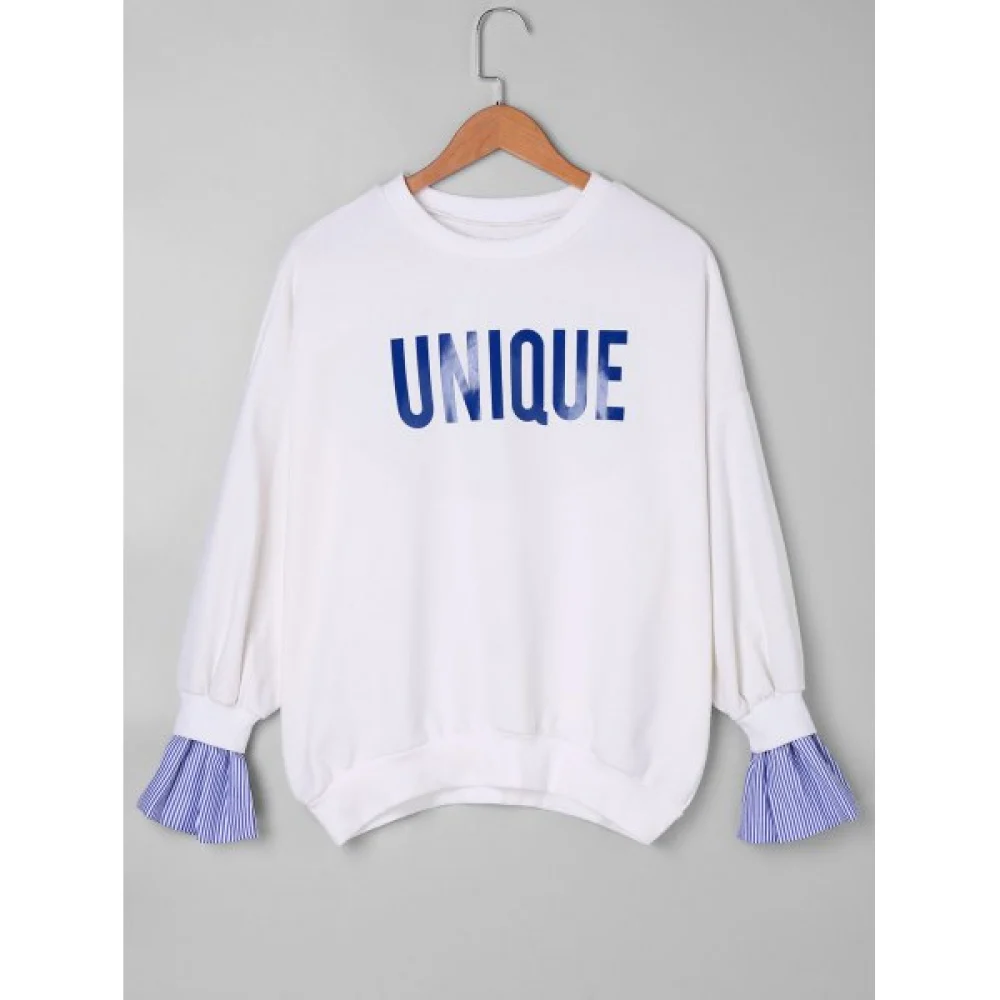 Unique Stripe Panel Sweatshirt - Blue One Fansmadedirect