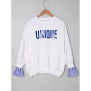 Unique Stripe Panel Sweatshirt - Blue One Fansmadedirect