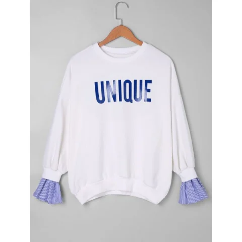 Unique Stripe Panel Sweatshirt - Blue One Fansmadedirect