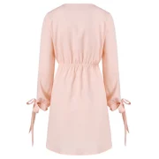 V Neck Asymmetrical Surplice Dress - Light Pink Fansmadedirect