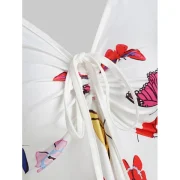 V Neck Butterfly Print Asymmetrical T Shirt - ulti-a Fansmadedirect