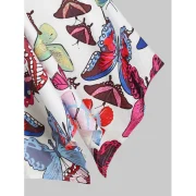 V Neck Butterfly Print Asymmetrical T Shirt - ulti-a Fansmadedirect