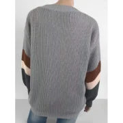V Neck Contrast Casual weater - Gray Fansmadedirect