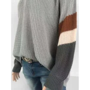 V Neck Contrast Casual weater - Gray Fansmadedirect